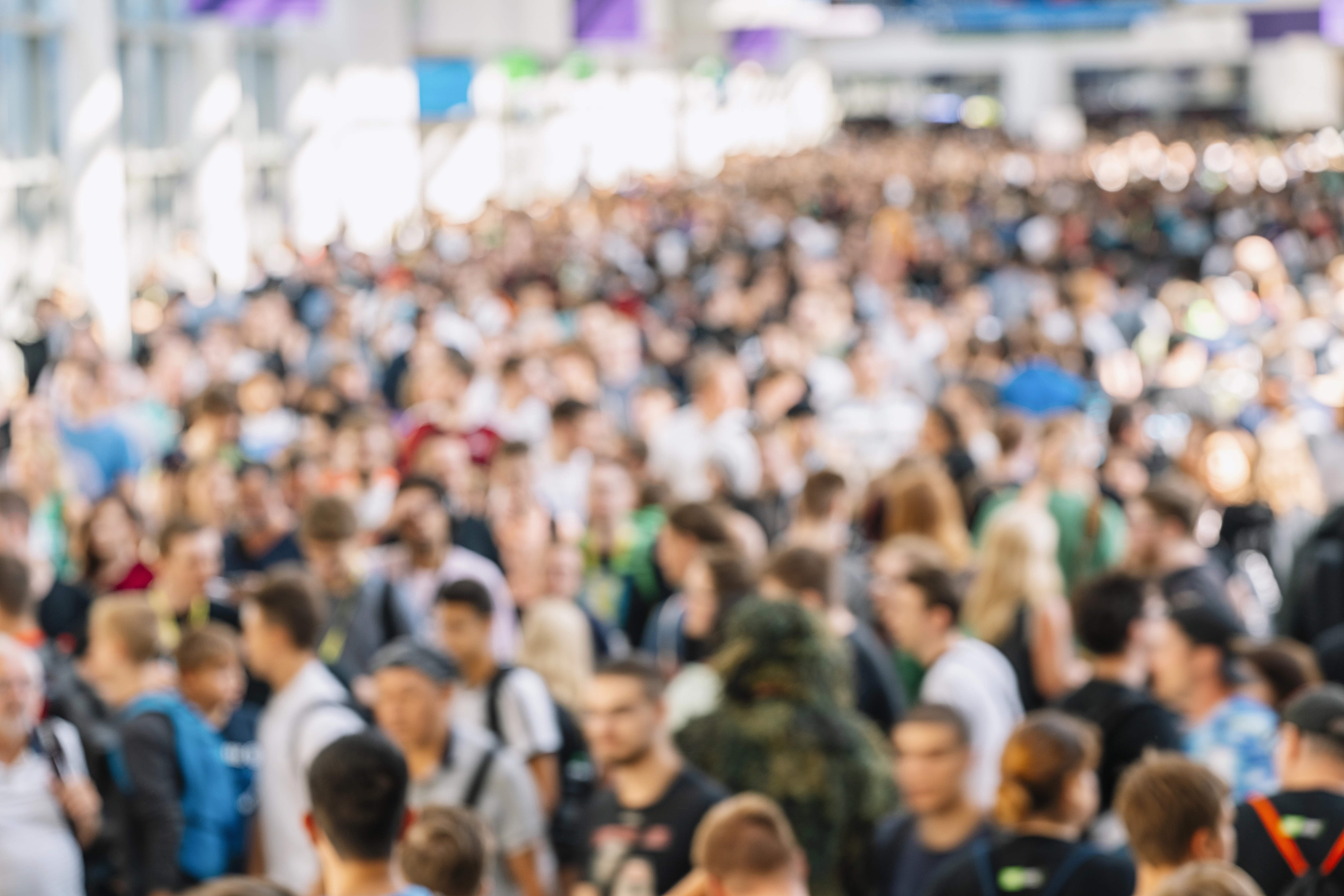 Exchange in a crowd.